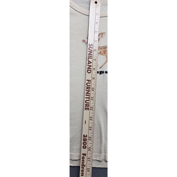 House Of Cotton Womens XL Ribbed Cropped Top Shirt Deer Fawn "Please Go Away" - Picture 7 of 8